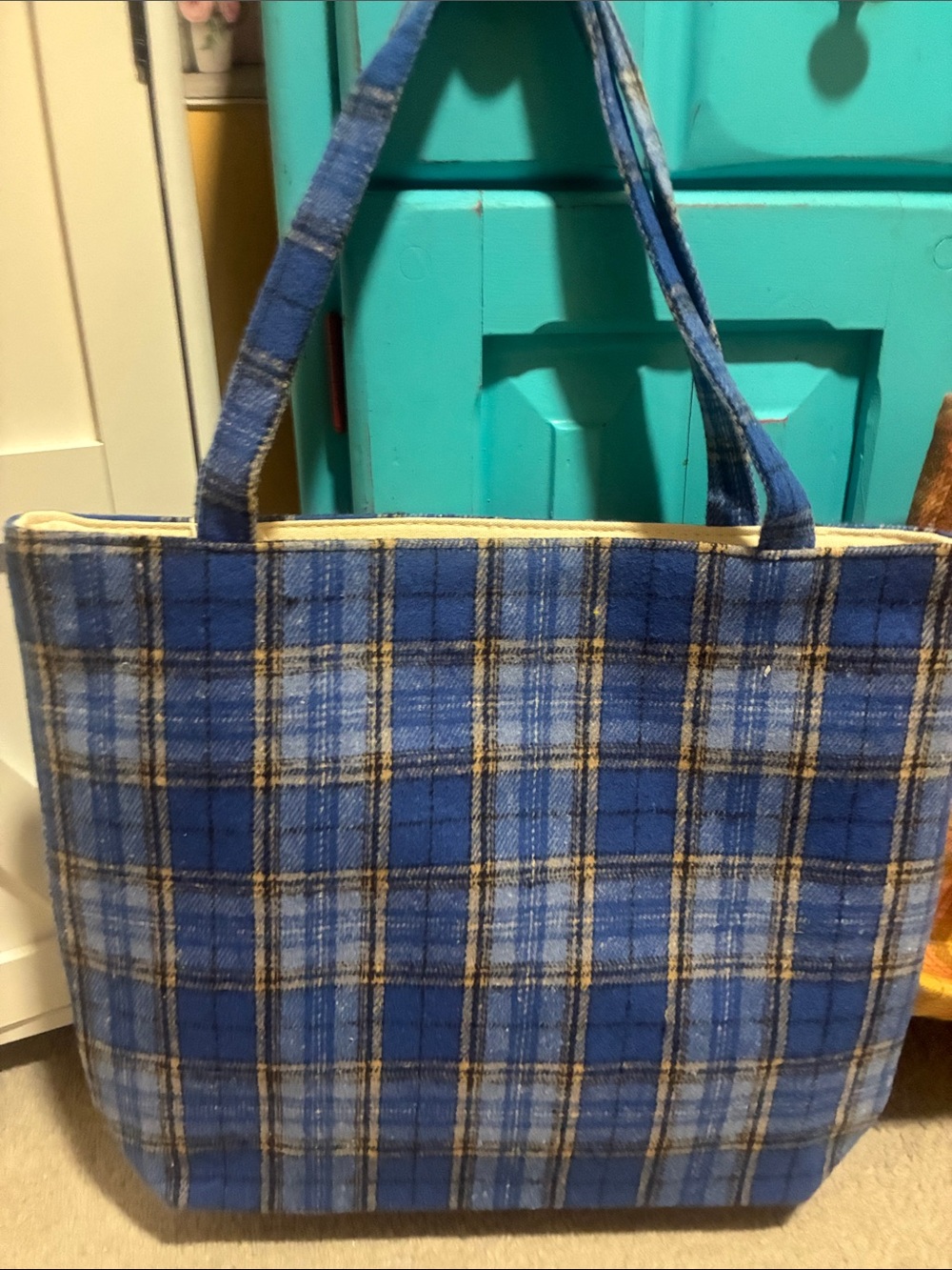 Blue Plaid Tote Bag - Casual Women’s Shoulder Bag